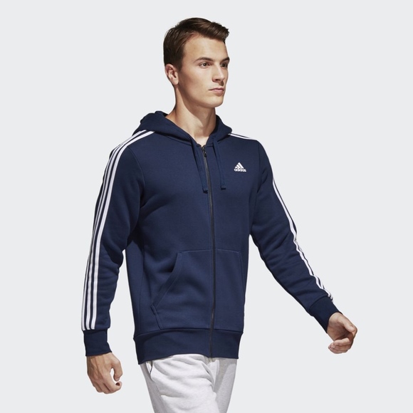 AUTHENTIC ADIDAS FULL ZIP FLEECE NAVY HOODIE S9879 - Picture 3 of 6